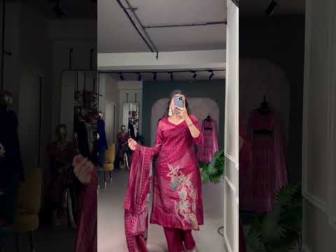 Wine Floral Roman Silk Salwar Suit – Beads & Blooms Handcrafted Perfection