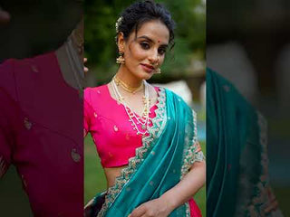 Pink Paithani Jacquard Silk Lehenga Set with Zari Weaving, Embroidery & Scallop