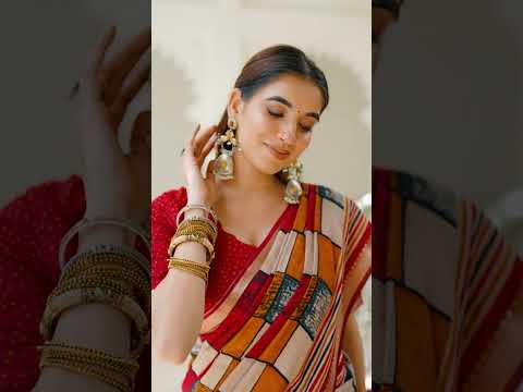 Maroon Elegant Chanderi Printed Saree with Temple Border & Matching Blouse