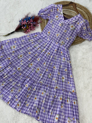 Print Anarkali Kurti with Puff Sleeves ClothsVilla