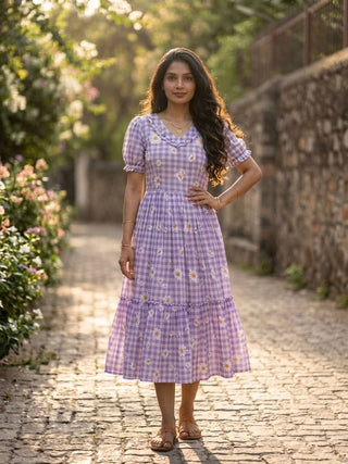 Print Anarkali Kurti with Puff Sleeves ClothsVilla