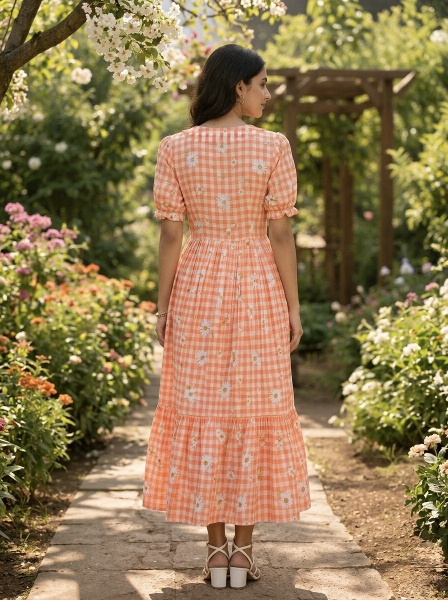 Print Anarkali Kurti with Puff Sleeves ClothsVilla