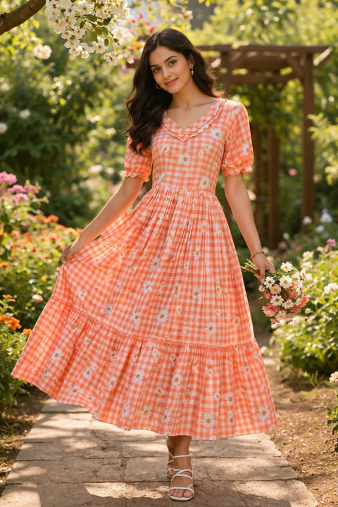 Print Anarkali Kurti with Puff Sleeves ClothsVilla Main image