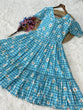 Load image into Gallery viewer, Print Anarkali Kurti with Puff Sleeves ClothsVilla