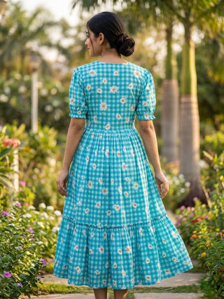 Print Anarkali Kurti with Puff Sleeves ClothsVilla