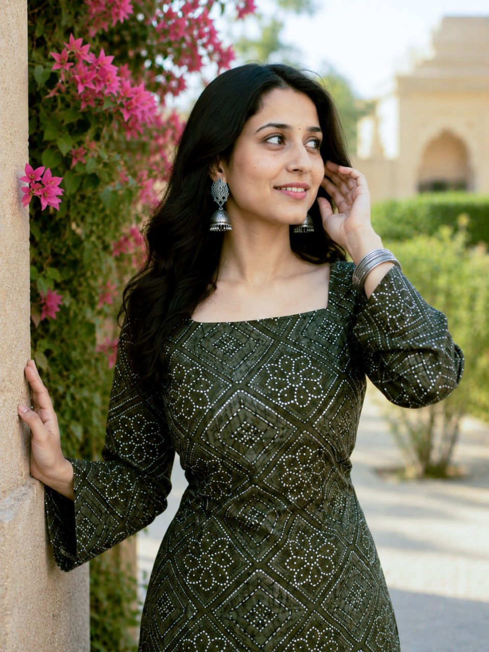Print Kurti with Linen Cotton Farsi Pant Set ClothsVilla