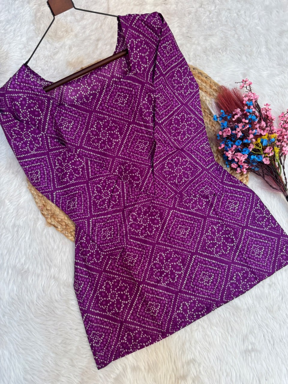 Print Kurti with Linen Cotton Farsi Pant Set ClothsVilla