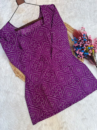 Print Kurti with Linen Cotton Farsi Pant Set ClothsVilla