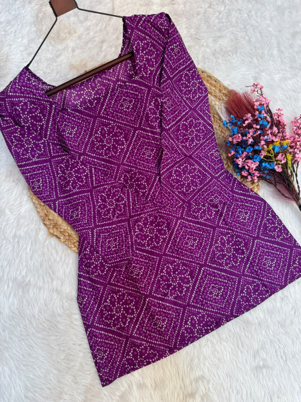 Print Kurti with Linen Cotton Farsi Pant Set ClothsVilla