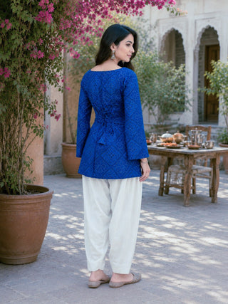 Print Kurti with Linen Cotton Farsi Pant Set ClothsVilla