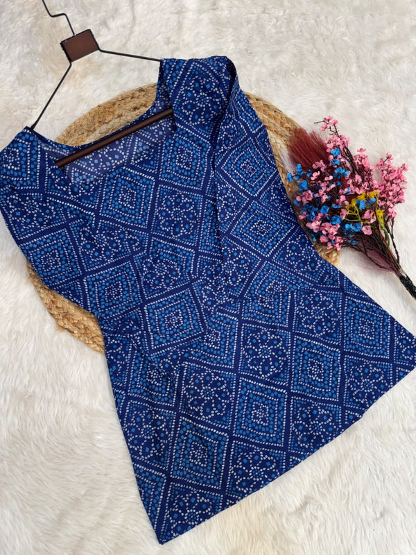 Print Kurti with Linen Cotton Farsi Pant Set ClothsVilla
