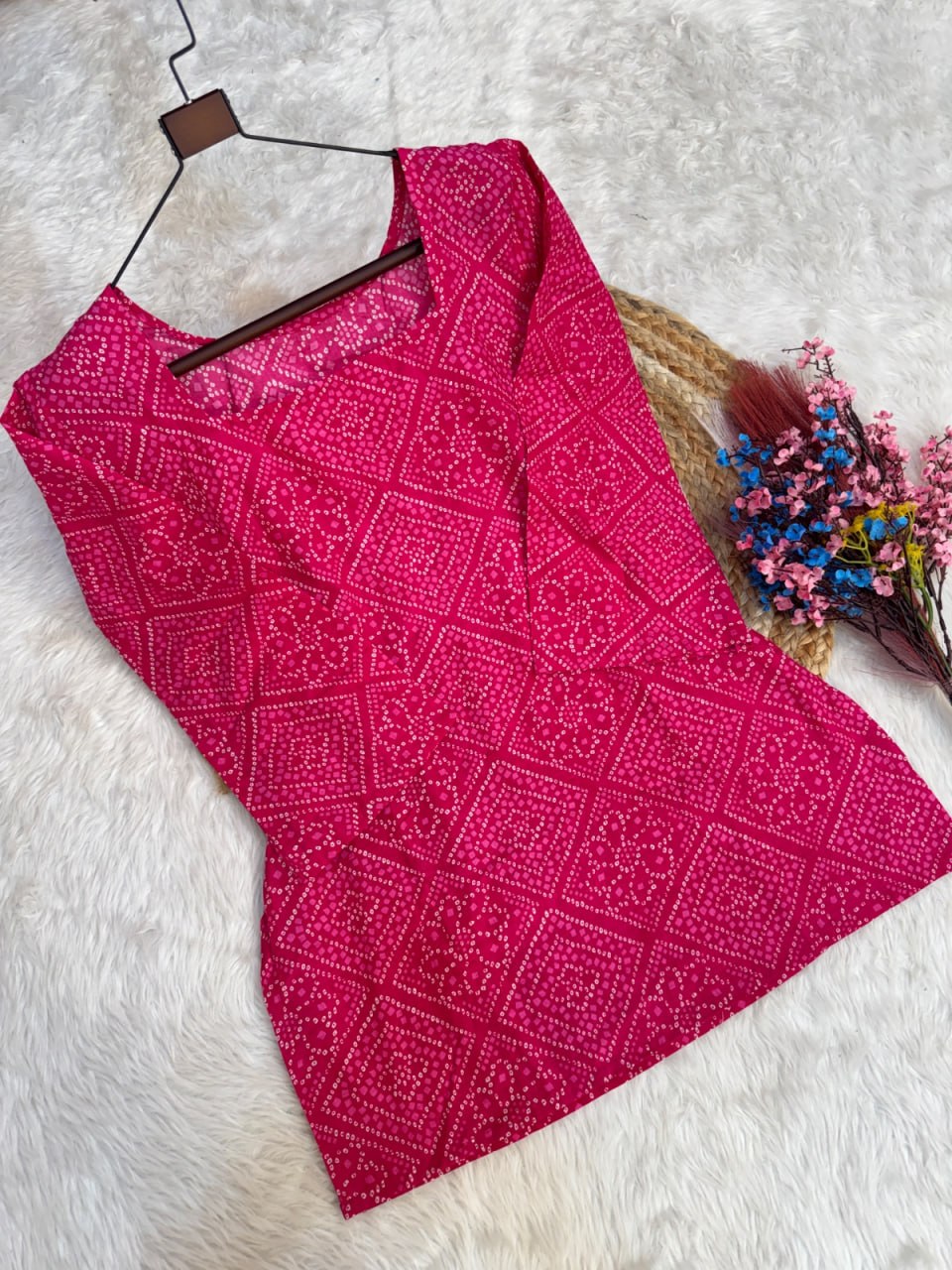 Print Kurti with Linen Cotton Farsi Pant Set ClothsVilla