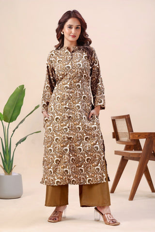 Printed Cotton Kurta Pant Set ClothsVilla