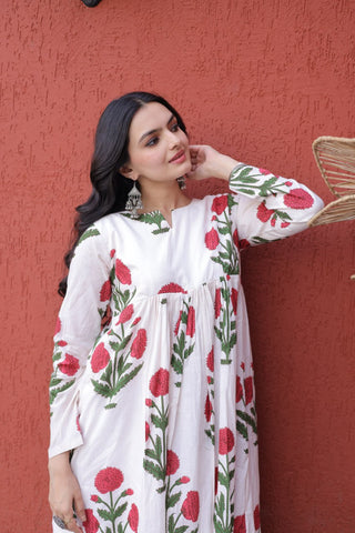 Printed Cotton Kurti Pant Set ClothsVilla