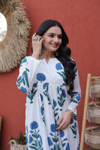 Printed Cotton Kurti Pant Set ClothsVilla