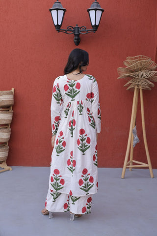 Printed Cotton Kurti Pant Set ClothsVilla