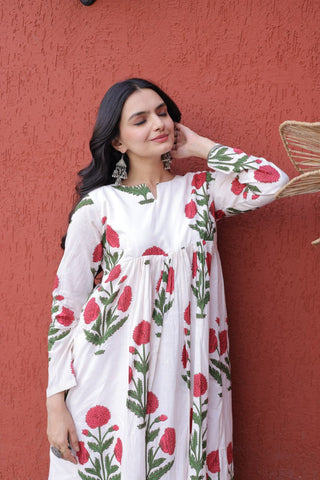Printed Cotton Kurti Pant Set ClothsVilla