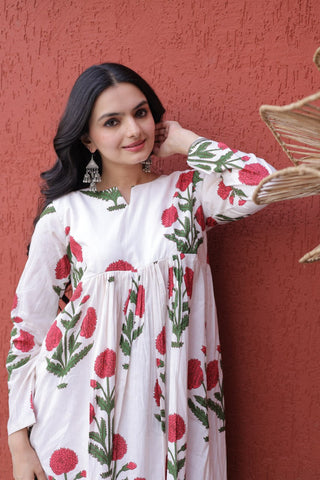 Printed Cotton Kurti Pant Set ClothsVilla