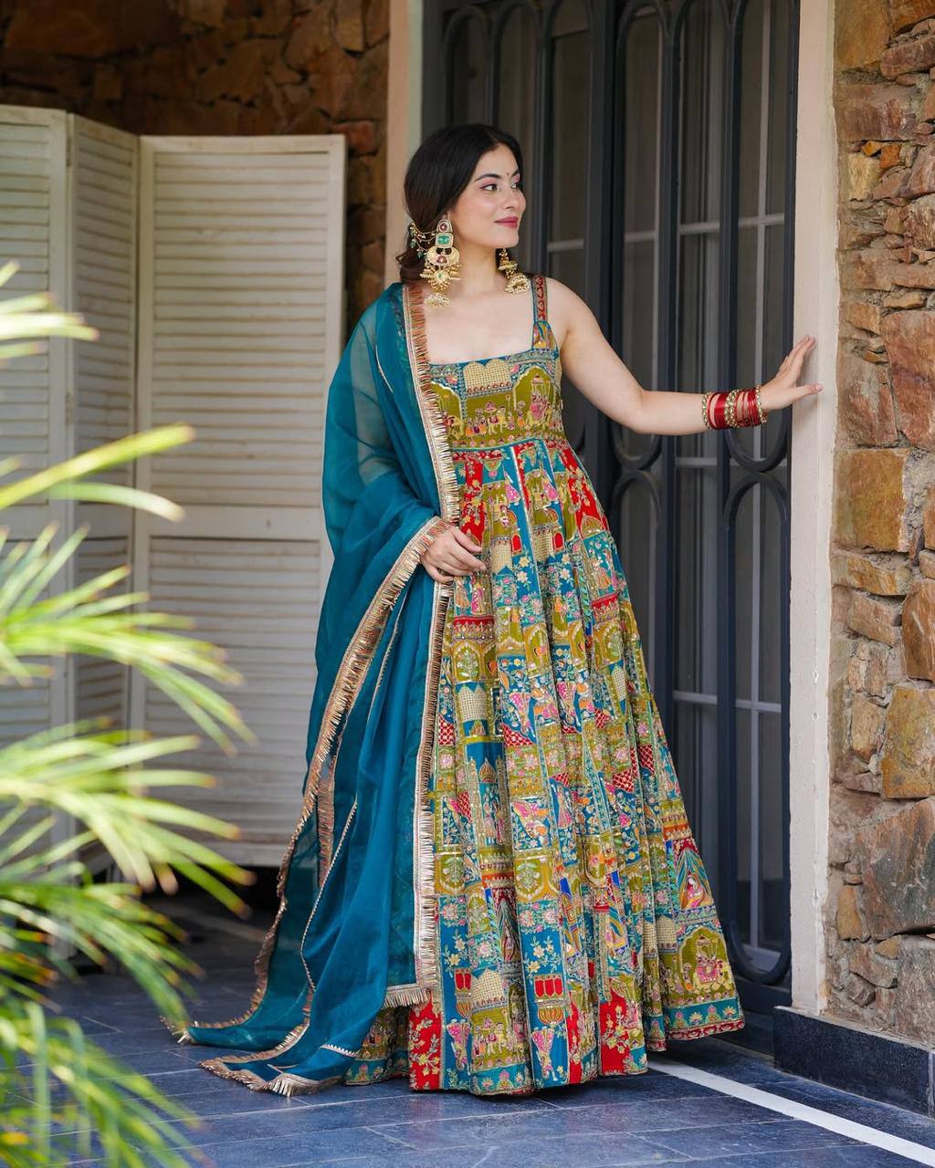 Printed Designer Jimmy Organza Silk Digital Anarkali Gown with Georgette Dupatta ClothsVilla