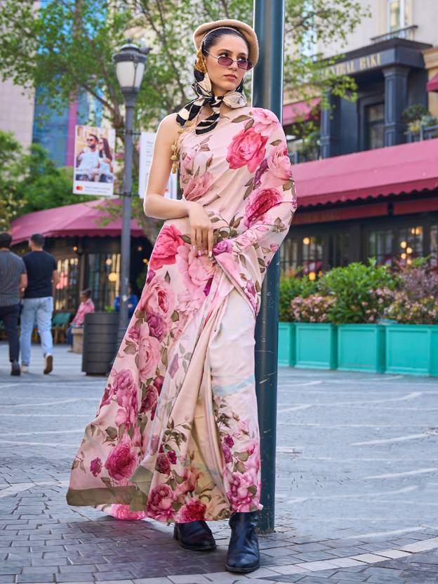 printed Elegant Crepe Silk Saree with Digital Print – Party & Traditional Wear ClothsVilla