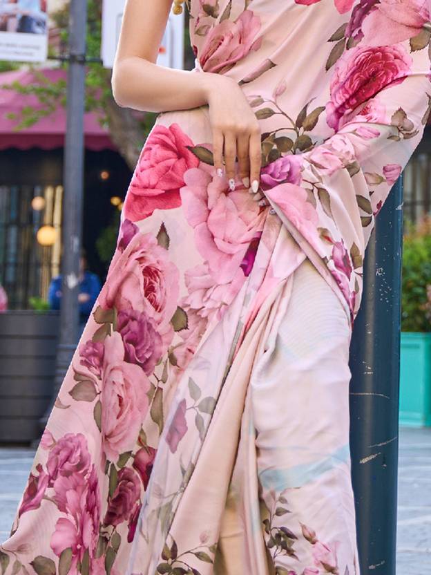 printed Elegant Crepe Silk Saree with Digital Print – Party & Traditional Wear ClothsVilla