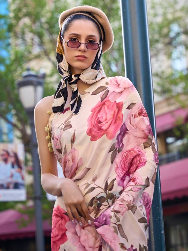 printed Elegant Crepe Silk Saree with Digital Print – Party & Traditional Wear ClothsVilla