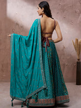 Load image into Gallery viewer, Printed embroidery Teal Georgette Sequin Semi-Stitched Lehenga choli Clothsvilla