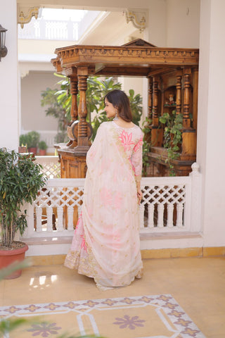 Printed Russian Silk Anarkali Gown ClothsVilla