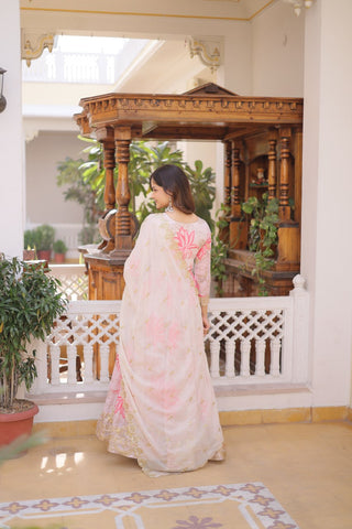 Printed Russian Silk Anarkali Gown ClothsVilla