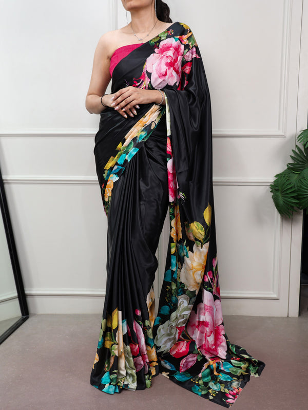 Printed Satin Silk Saree