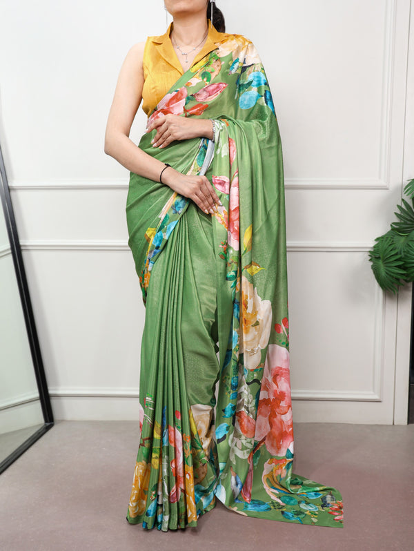 Printed Satin Silk Saree