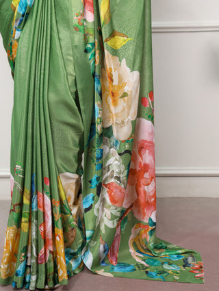 Printed Satin Silk Saree