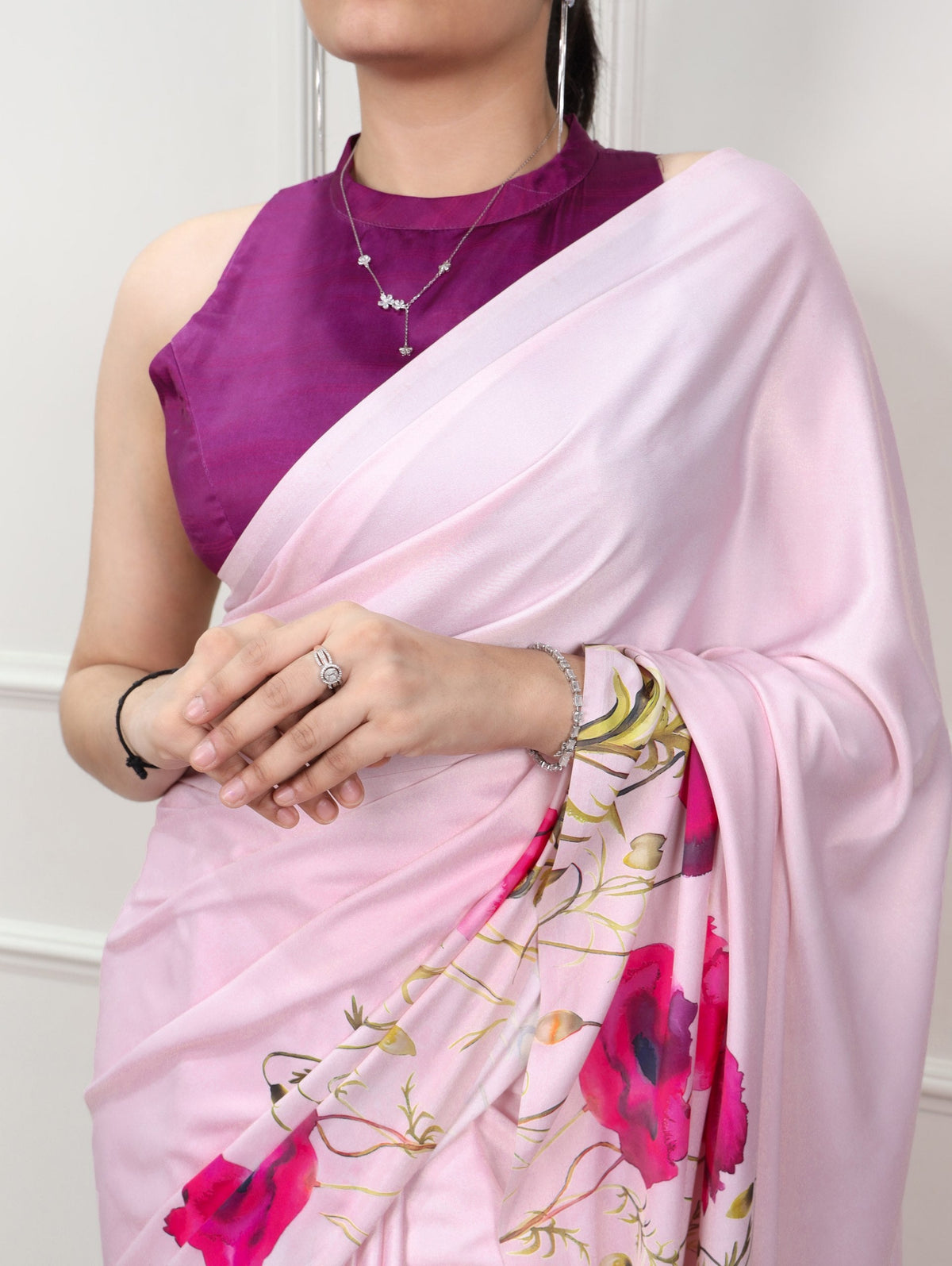 Printed Satin Silk Saree ClothsVilla