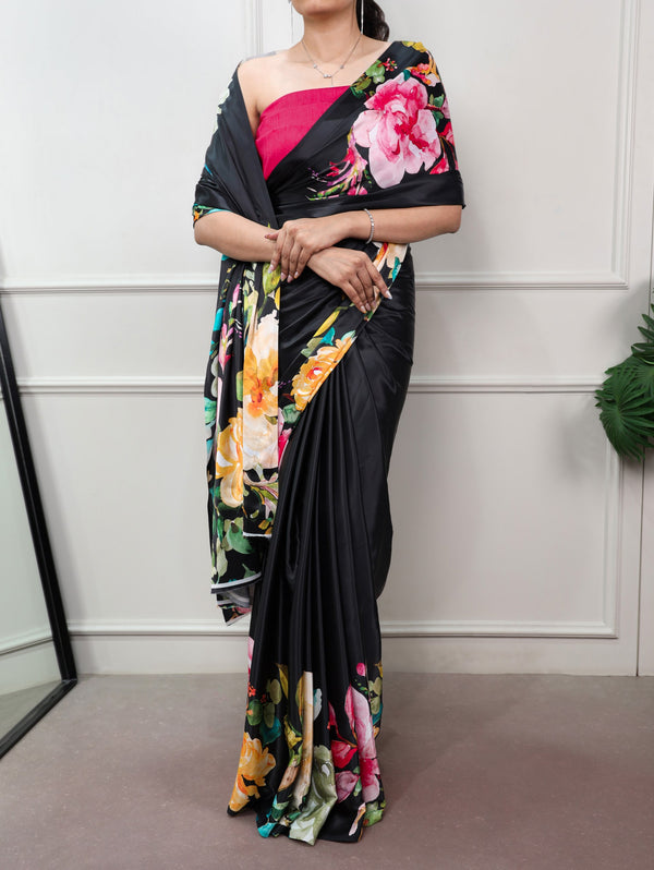Printed Satin Silk Saree