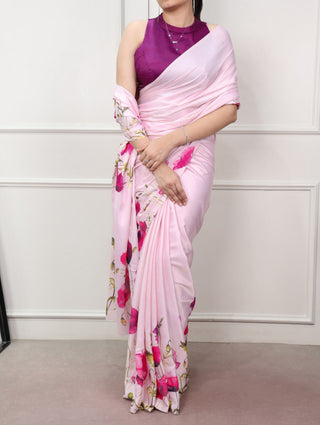 Printed Satin Silk Saree ClothsVilla