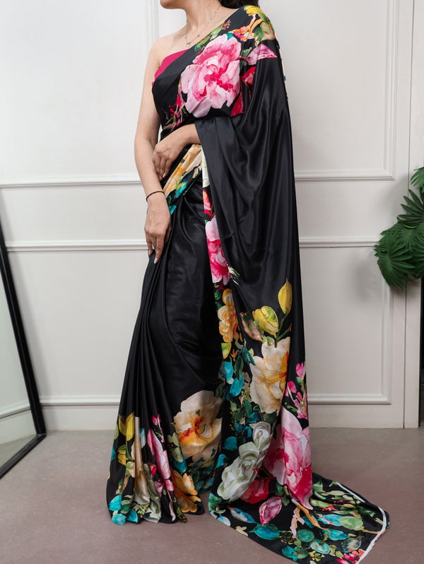 Printed Satin Silk Saree