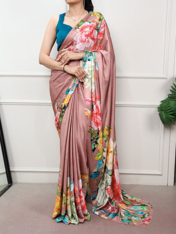 Printed Satin Silk Saree