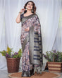 Load image into Gallery viewer, Exquisite Black and Pink Floral Banarasi Silk Saree with Intricate Tassels BANARASI PRINTED
