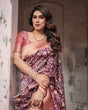 Load image into Gallery viewer, Maroon Banarasi Silk Saree with Peach Zari Border and Paisley Motifs BANARASI PRINTED