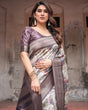 Load image into Gallery viewer, Regal Purple Banarasi Silk Saree with Digital Print and Ornate Border BANARASI PRINTED