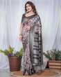 Load image into Gallery viewer, Exquisite Black and Pink Floral Banarasi Silk Saree with Intricate Tassels BANARASI PRINTED