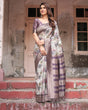 Load image into Gallery viewer, Regal Purple Banarasi Silk Saree with Digital Print and Ornate Border BANARASI PRINTED