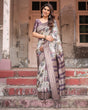 Load image into Gallery viewer, Regal Purple Banarasi Silk Saree with Digital Print and Ornate Border BANARASI PRINTED