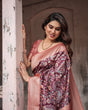 Load image into Gallery viewer, Maroon Banarasi Silk Saree with Peach Zari Border and Paisley Motifs BANARASI PRINTED