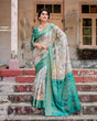 Load image into Gallery viewer, Graceful Green Banarasi Silk Saree with Vibrant Motifs and Zari Woven Pallu BANARASI PRINTED
