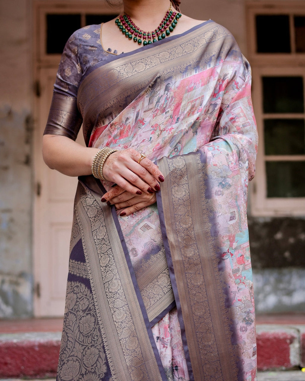 Graceful Lavender Banarasi Silk Saree with Regal Zari Weave and Tassel Detailing BANARASI PRINTED