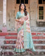 Pink and Green Floral Digital Print Banarasi Silk Saree with Zari Weave and Tassel Pallu BANARASI PRINTED