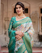 Load image into Gallery viewer, Graceful Green Banarasi Silk Saree with Vibrant Motifs and Zari Woven Pallu BANARASI PRINTED