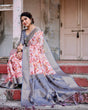 Load image into Gallery viewer, Graceful Grey Banarasi Silk Saree with Floral Elegance and Zari Accents BANARASI PRINTED