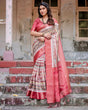 Load image into Gallery viewer, Red and Multicolor Digital Print Banarasi Silk Saree with Zari Weave and Tassel-Adorned Pallu BANARASI PRINTED